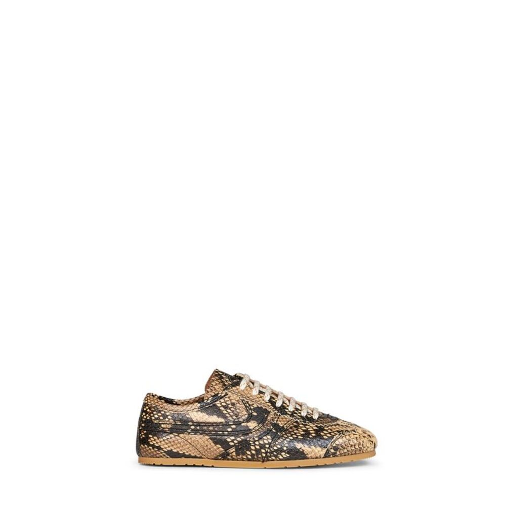 Dries Van Noten Women Beige Snakeskin-Embossed Leather Sneakers